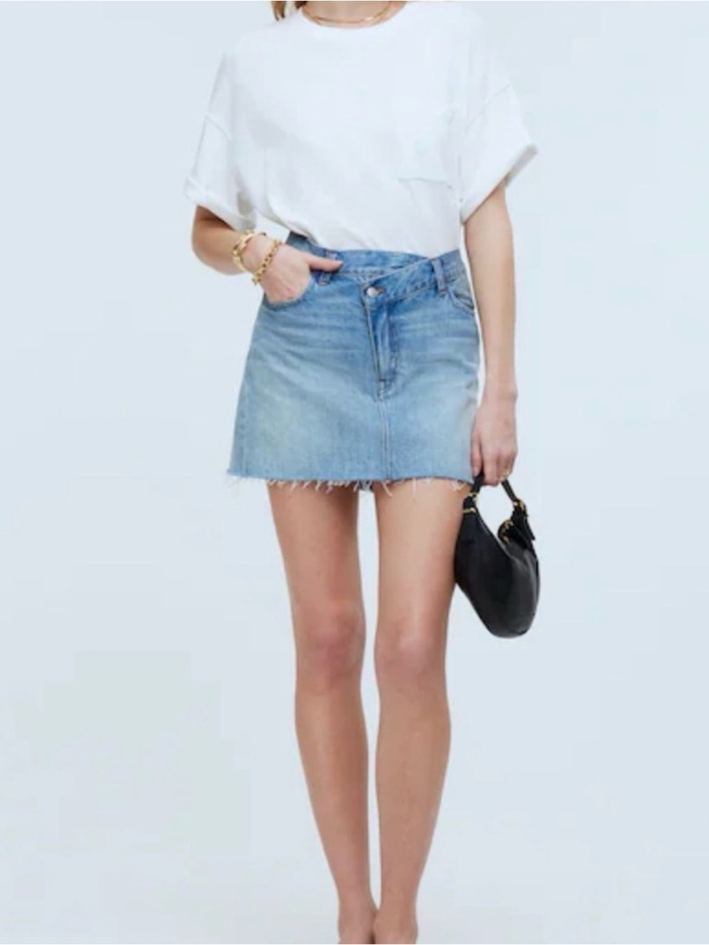 Madewell Light Blue Denim crossover waist Mini Skirt